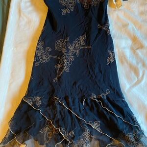 Allen B. By Allen Schwartz Black Gold Cocktail Midi Dress